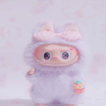 Handmade Custom Labubu Monster Happy Time Series Vinyl Face Plush Doll Back View