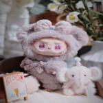 Handmade Custom Labubu Monster Happy Time Series Vinyl Face Plush Doll Side View